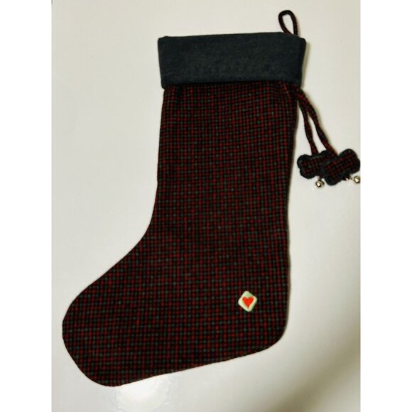 Tartan Plaid Christmas Stocking for Your Dog Red and Black Hugglehounds 18” - Picture 3 of 7